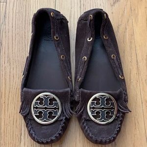 Tory Burch brown suede moccasins